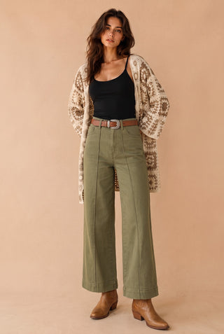 Annie High Rise Wide Leg Denim in Herb