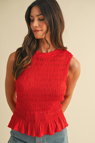Sofia Smocked Top in Red