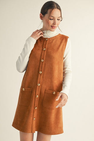 Piper Button Down Suede Dress