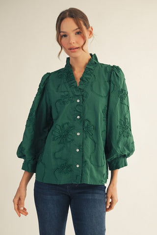 Serena Blouse in Hunter Green