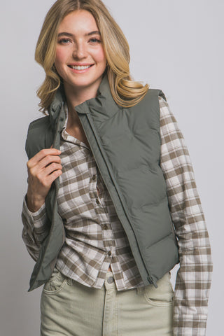 Harlow Puffer Vest in Olive