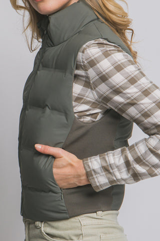 Harlow Puffer Vest in Olive