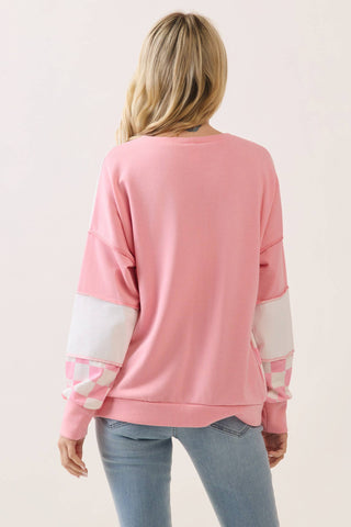 Pretty in Pink Patchwork Pullover Top