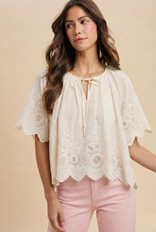 Laura Eyelet Cotton Blouse
