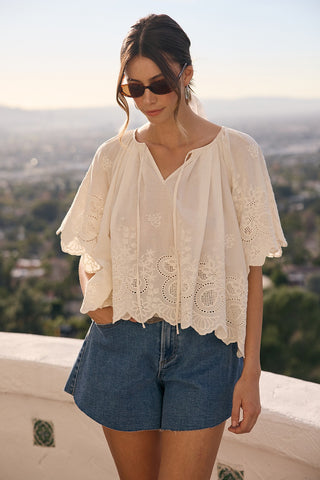 Laura Eyelet Cotton Blouse