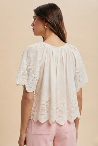 Laura Eyelet Cotton Blouse
