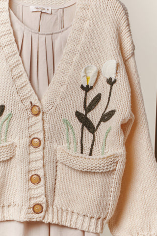 Autumn Harvest Embroidered Knit Cardigan