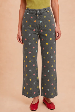 Pastel Polkadot Wide Leg Jean