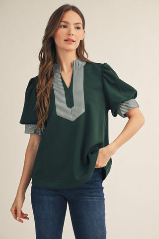 Scarlett Top in Hunter Green