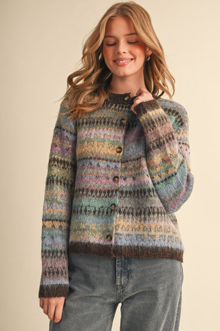 Nina Fair Isle Sweater Cardigan