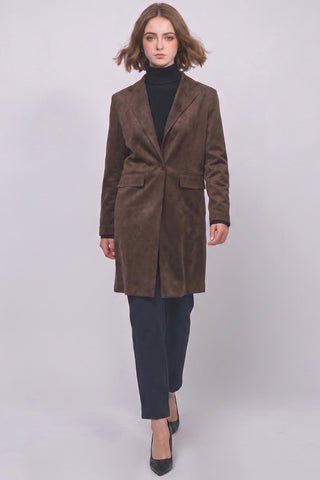 Magnolia Vegan Suede Coat in Brown