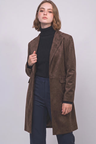 Magnolia Vegan Suede Coat in Brown