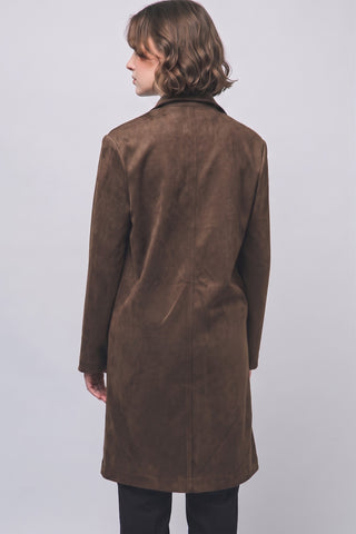 Magnolia Vegan Suede Coat in Brown
