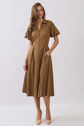 Isabella Midi Dress in Mocha