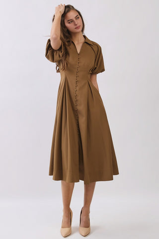 Isabella Midi Dress in Mocha