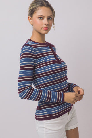 Kendall Henley Top in Blue