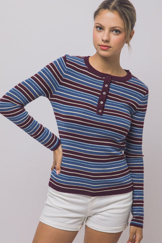 Kendall Henley Top in Blue