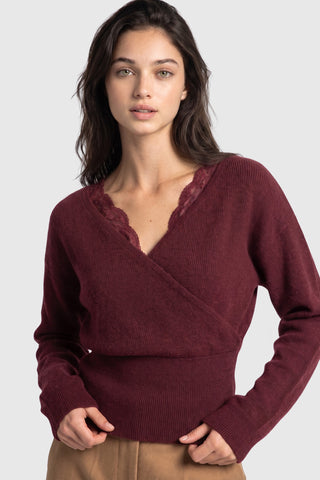 Presley Faux-Wrap Knit Sweater