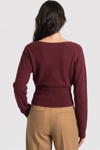 Presley Faux-Wrap Knit Sweater