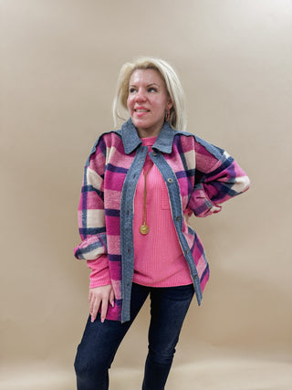 Myra Denim Plaid Shacket
