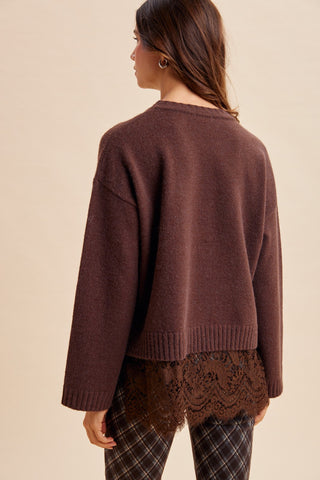 Teagan Scalloped Lace Hem Sweater