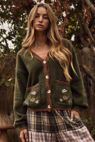 Romi Cardigan in Forest Green