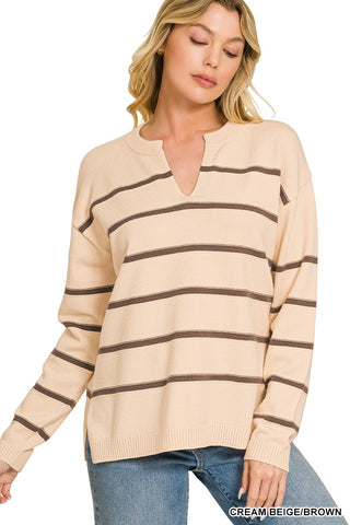Erin Striped Sweater in Cream