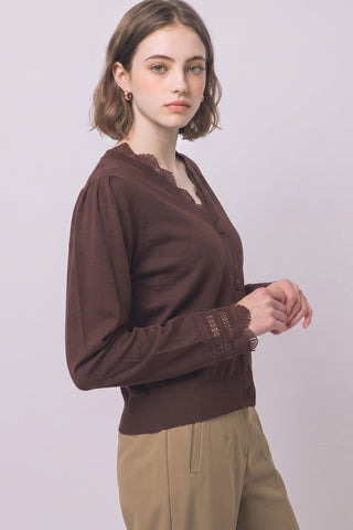 Jolie Lace-trimmed Knit Cardigan