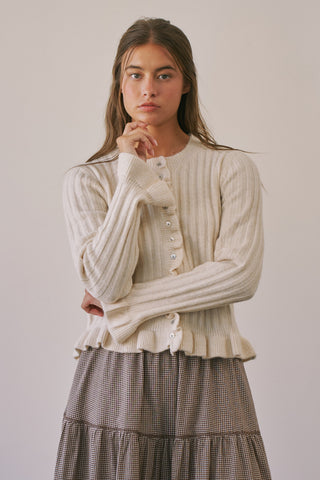 Alanna Ruffle Button Knit Cardigan