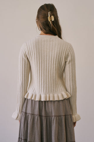 Alanna Ruffle Button Knit Cardigan