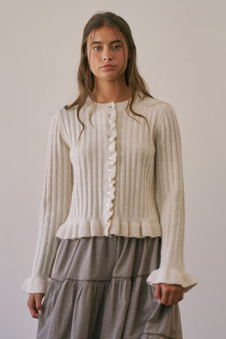 Alanna Ruffle Button Knit Cardigan