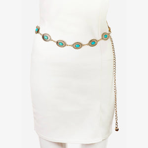 Turquoise Concho Chain Belt