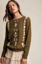 Rory Embroidered Cable Knit Sweater