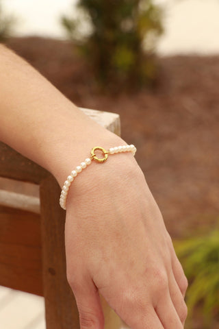 Tanya Pearl Charm Holder Bracelet