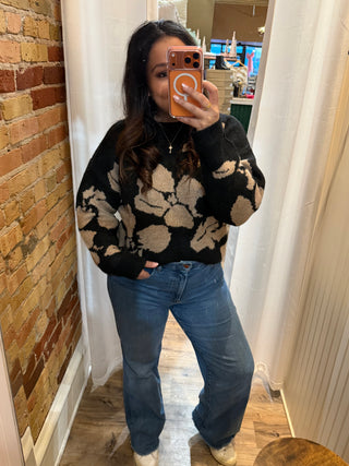 Evening Meadow Knit Sweater in Black