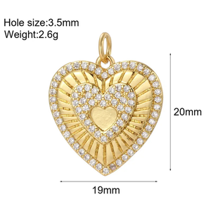 Cz Heart Burst Charm For Charm Necklace & Bracelet