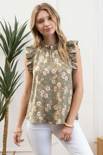 Olive Floral Top in Black