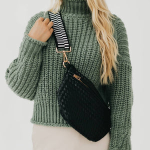 Westlyn Woven Bum Bag in Metallic Gunmetal