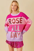 Rose All Day Print Oversized Sweater