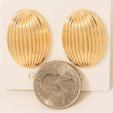 Ridged Oval Shield Drop Earrings