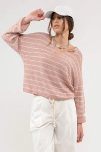 Danica Drop Shoulder Knit Sweater in Mauve