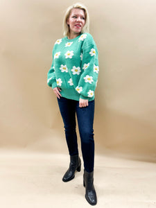 Sweetest Daisy Oversized Sweater in Shamrock Green