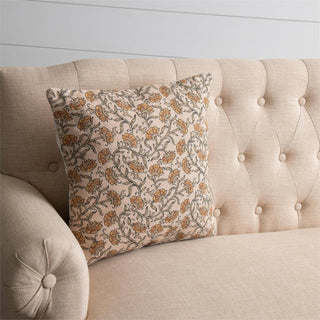 Knubby Slub Block Print, Dandelion Pillow
