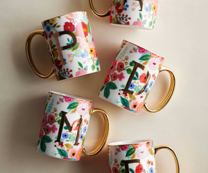 Garden Party Porcelain Monogram Mug