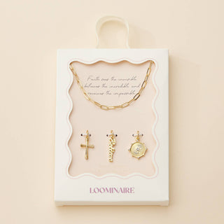 Cross, Believe, and Compass Charm Necklace