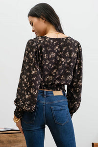 Corey Floral Front Pleated Top