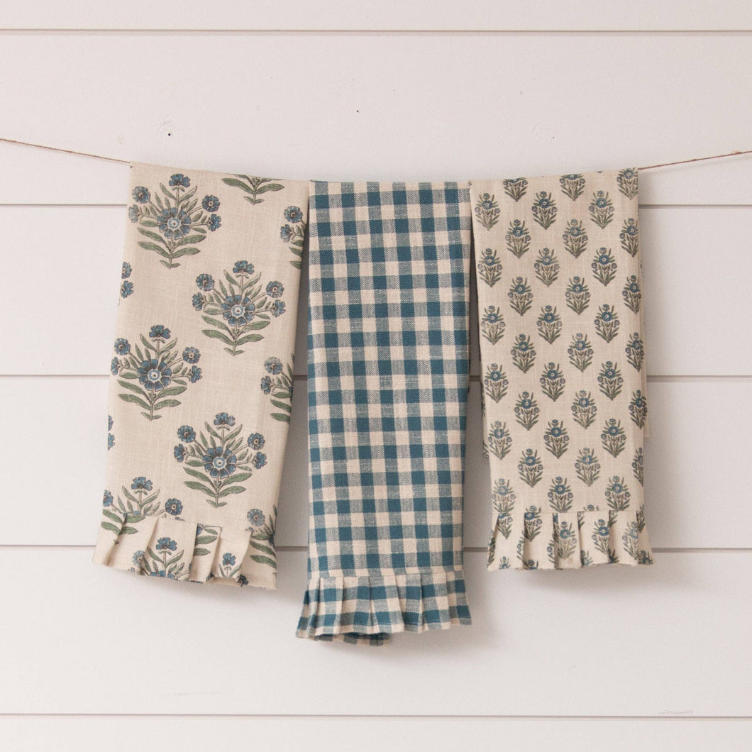 Tea Towels - Blue Block Print Silhouette