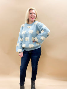 Sweetest Daisy Oversized Sweater in Blue