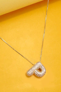 Initial Pave Bubble Necklace