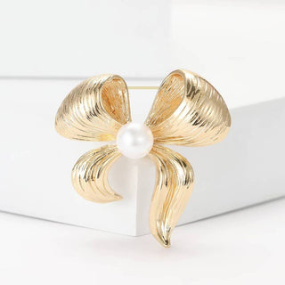 Ava Pearl Bow Brooch Pin
